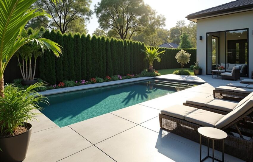 Backyard Rectangular Pool Landscaping